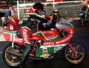 Steve Wynne aboard Mike Hailwood's IOM winning Ducati